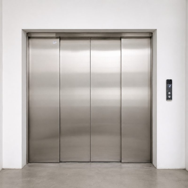 Cửa tầng thang máy tải hàng bằng inox của Tân Long
