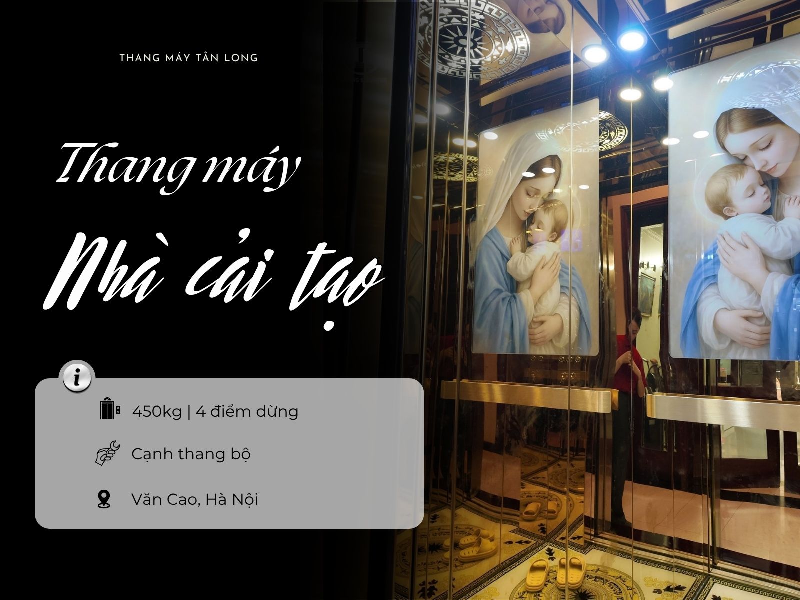 Thang máy kính nhà cải tạo phố Văn Cao, Hà Nội – Hố PIT chỉ 40cm
