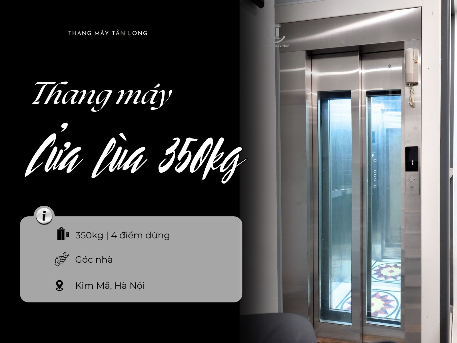 Thang máy cửa lùa tối ưu diện tích lắp đặt tại Kim Mã, Hà Nội